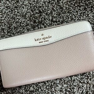 Kate Spade Pink and White Large Continental Wallet